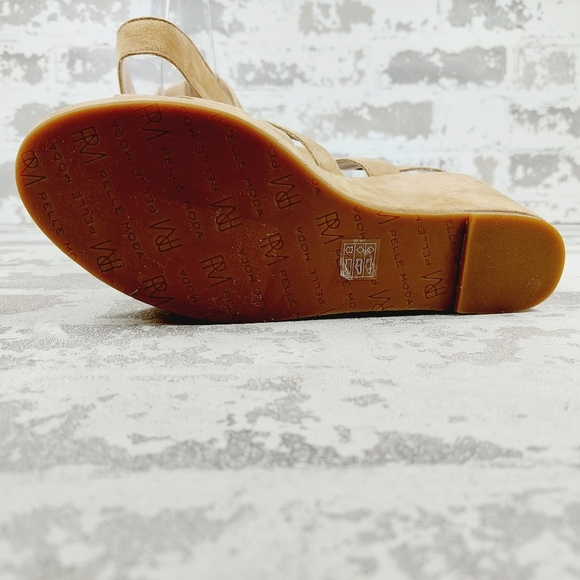 New Pelle Moda Kym Tan Suede Platform Wedge Sandals E739 - Picture 8 of 15